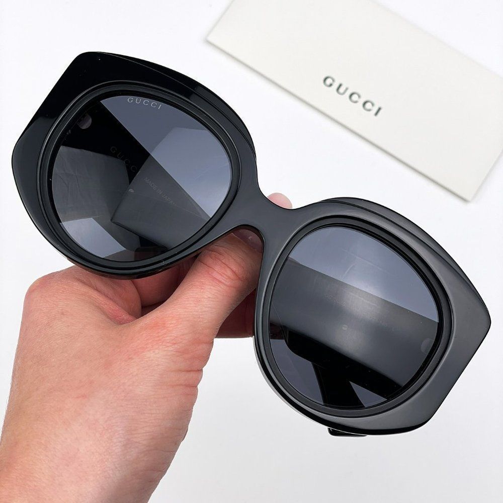 Gucci GG1308S 001 Sunglasses Black Grey Round Women